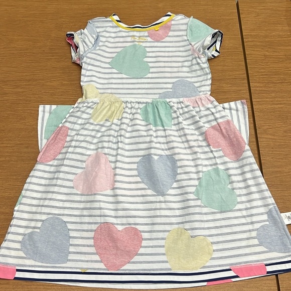 Mini Boden Jersey stripes hearts ❤️ dress size 11/12 - Picture 7 of 11
